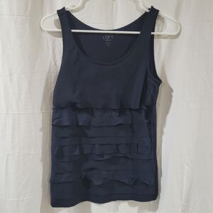 Ann Taylor LOFT Petites Size Xs Black Tiered Ruffled Tank Top